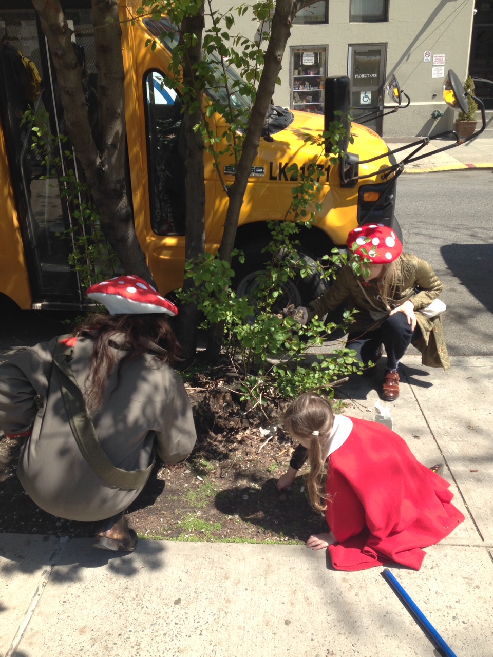 We made mushroom hats and seed bombs and cleaned up the neighborhood!